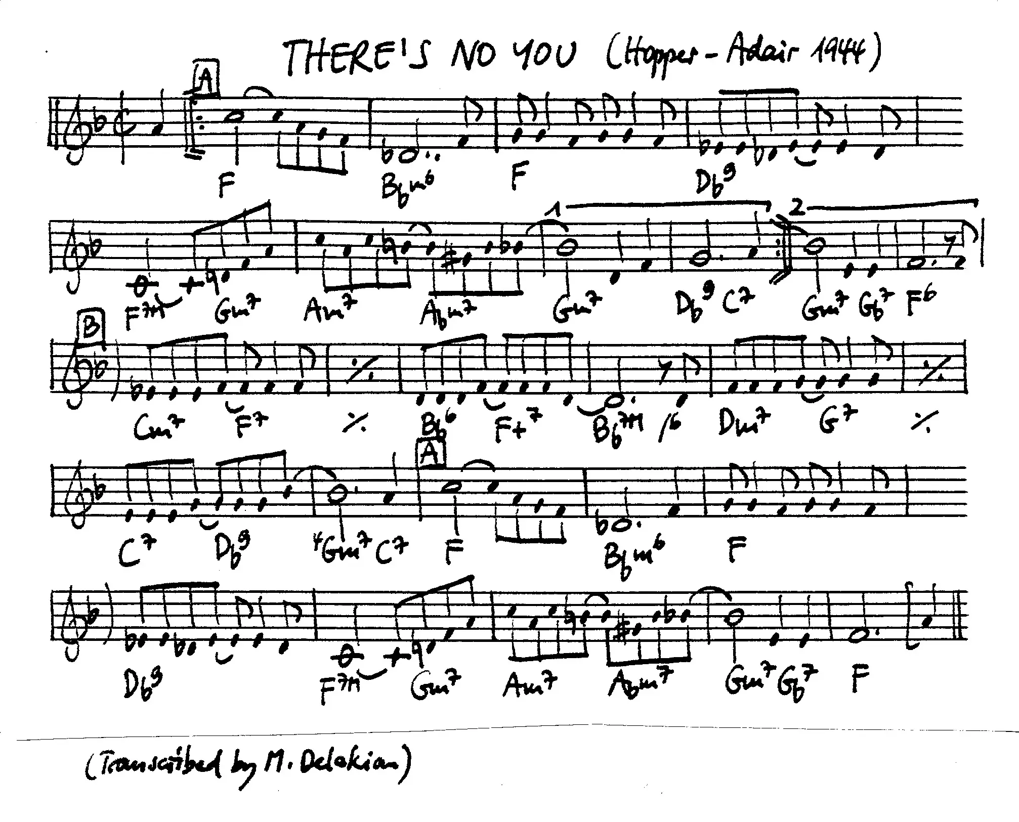 there's no you free jazz leadsheet - Courtesy of the Jungle Jazz Band
